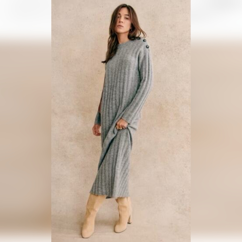 Sezane Gray Maxi Dress